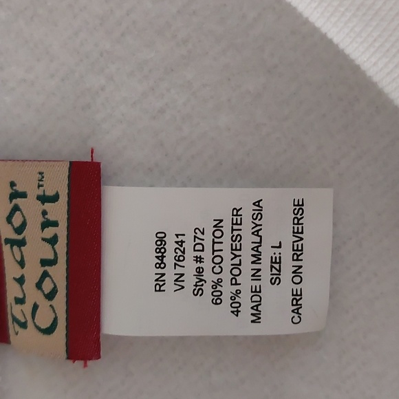 White Fleece Sweat Shirt Sz L NWOT. - Picture 5 of 10